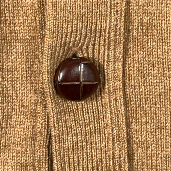 Vintage LL Bean Sweater Adult 2XL Brown Cardigan Lambswool Knit Pockets Y2K - Picture 5 of 11